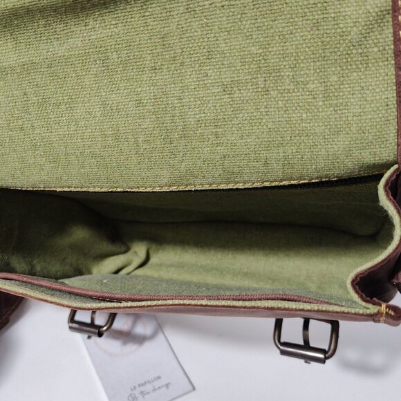 Le Papillon Brown Faux Leather Crossbody Messenger Bag Purse Handbag NEW - Picture 9 of 11